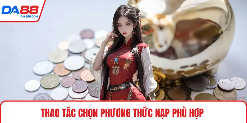 Thao tác chọn phương thức nạp phù hợp 
